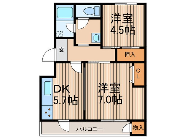 藤阪ハイツＡ‐７棟（501）の物件間取画像